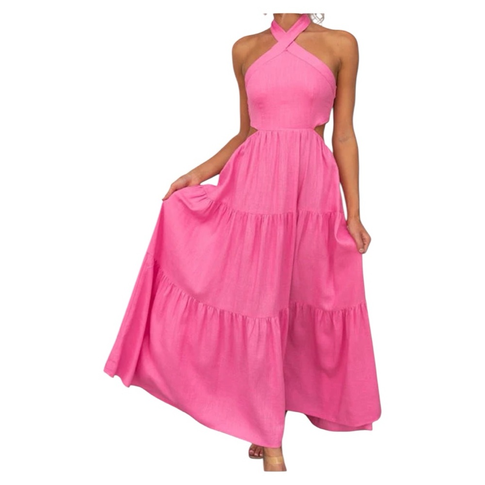 Hello Molly “Pretty Please” Halter Tiered Maxi Dress – Size 6 l Poshmark